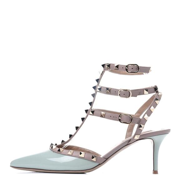 Valentino Garavani NIB Rockstud 65 Caged Ankle Strap Pumps 40 Water Green